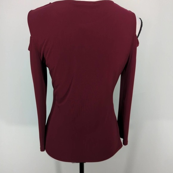 Tommy‎ Hilfiger Womens Top Cold-Shoulder Long Sleeve Round Neck Stretch Red S - Picture 4 of 8